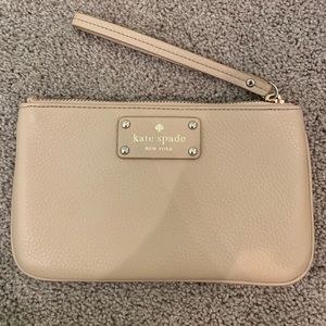 Kate Spade Beige Crossgrain Leather Wristlet